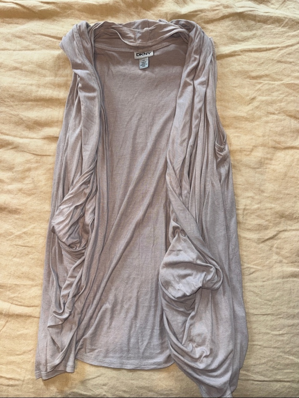 DKNY Lightweight Draped Open Vest in Taupe Multi Way Wear